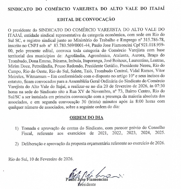 Edital de Convocação Assembleia Geral