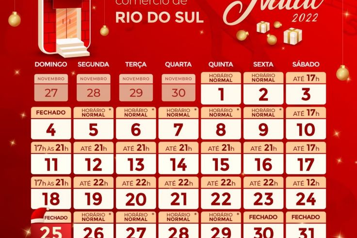 Horário de Natal Rio do Sul - SC